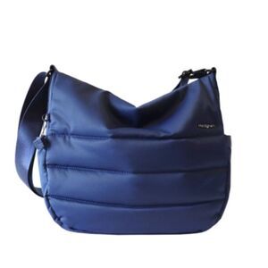 Hedgren designed in Belgium Delaney Hobo Halo Blue Quilted Puffer Crossbody Bag